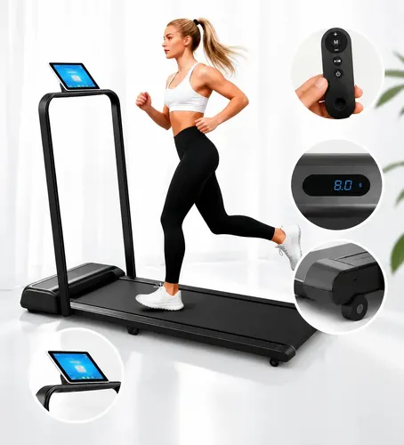Esteira Ergométrica Elétrica Dobrável Com Painel Lcd Controle Remoto Para Caminhada Casa Academia Preta Preto 127v
