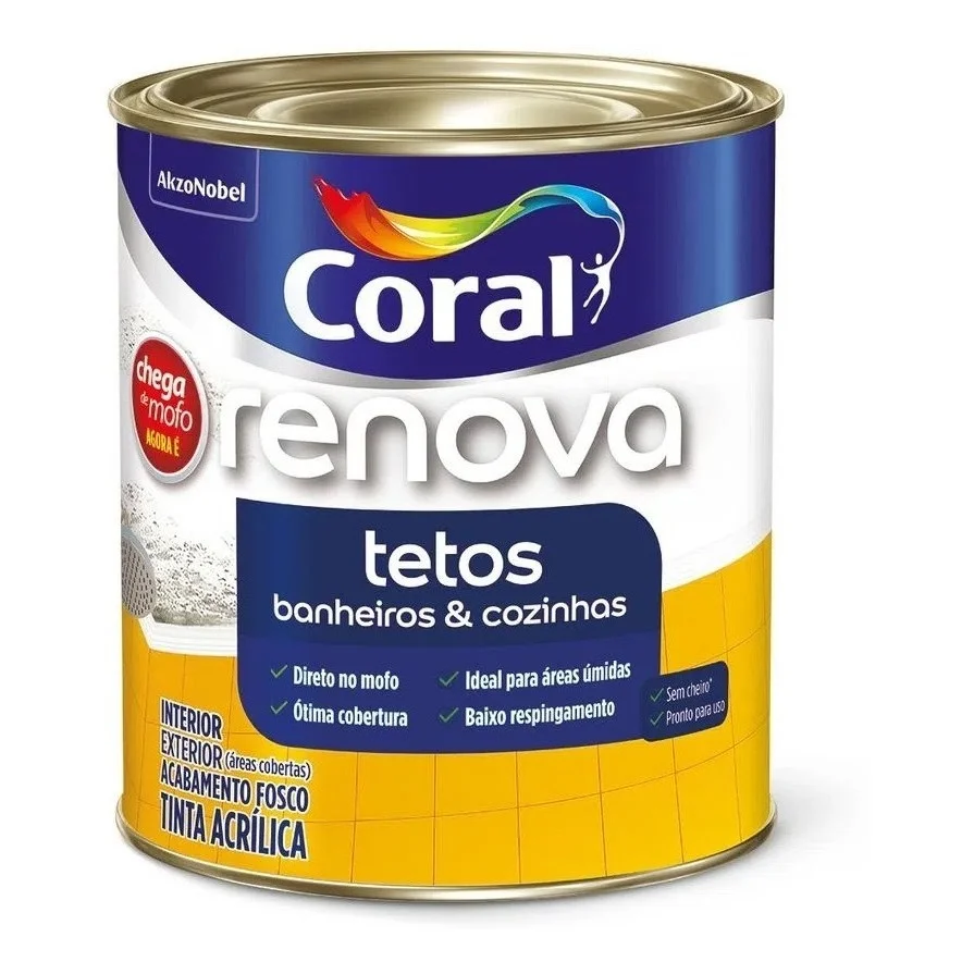 Tinta Branca Chega De Mofo Para Tetos Banheiro E Cozinha 900ml coral
