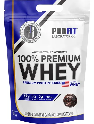 Whey Protein 100% Concentrado Premium 2kg - Profit Labs Sabor Chocolate