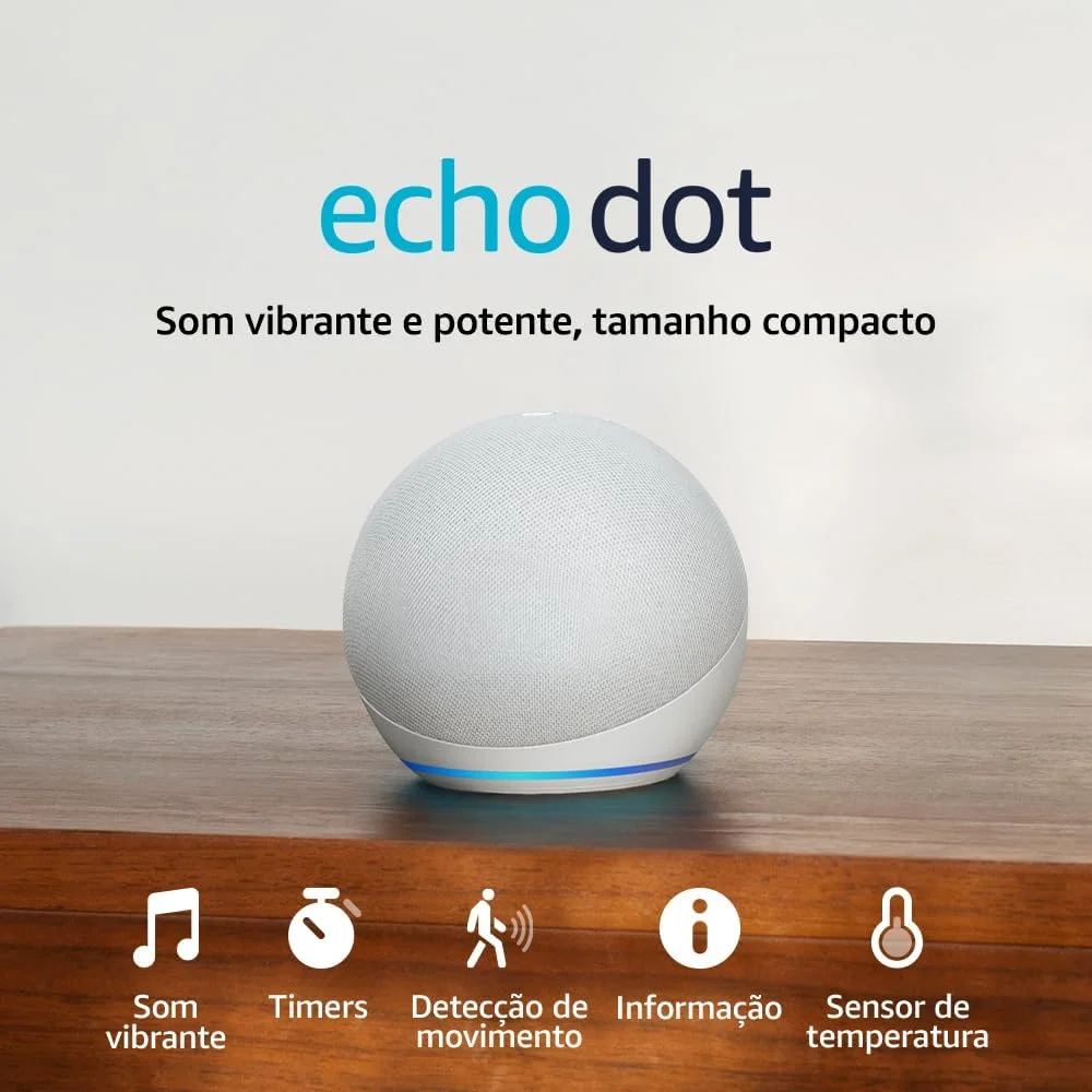 Echo Dot (Geração mais recente) | Smart speaker com Alexa, som vibrante e potente, Wi-Fi e Bluetooth | Cor Branca, com Acesso Antecipado à Alexa+