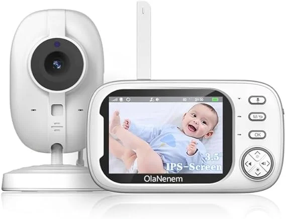 Babá Eletrônica Câmera sem Internet, Monitor de Bebê 3.5" 720p, Áudio Bidirecional, Visão Noturna Automática, Zoom Digital 4x, VOX, Monitoramento de Temperatura, Canção de Ninar, Uso Interno