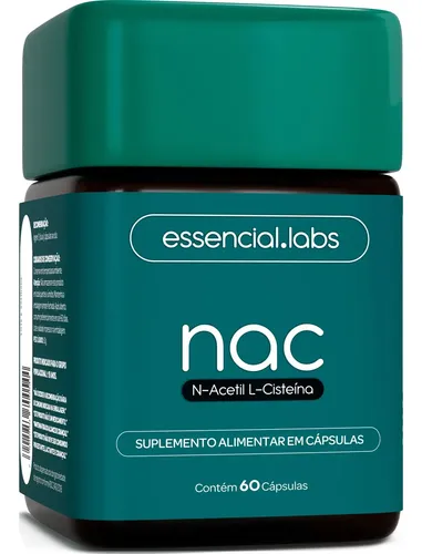 Nac 600mg - Fórmula Exclusiva Com Máxima Concentração E Pureza - N-acetil L-cisteína - 60 Cápsulas Sem Sabor