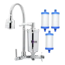 Torneira Dazie Metais Com Filtro Cozinha Para Parede Flexível Móvel Em Abs Cromado Filtro Carbon Block Purificador De Agua Com Refil Instalado Brilhante