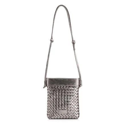 Bolsa Transversal Tressê - Couro Metal Prata