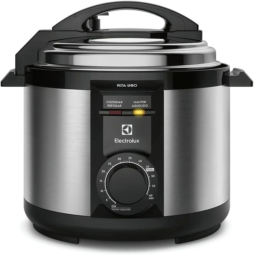 Electrolux Panela pressão elétrica capacidade 5L silenciosa segura 9 travas segurança timer feijão manter aquecido alça antitermica PCE20 inox 220v por Rita Lobo