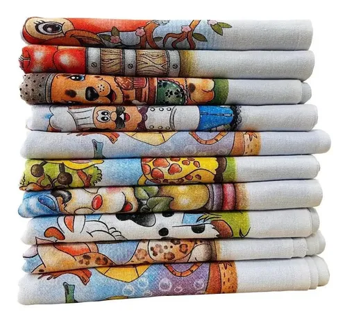 Pano De Prato Atacado Premium Estampado Kit Com 10 Peças Branco