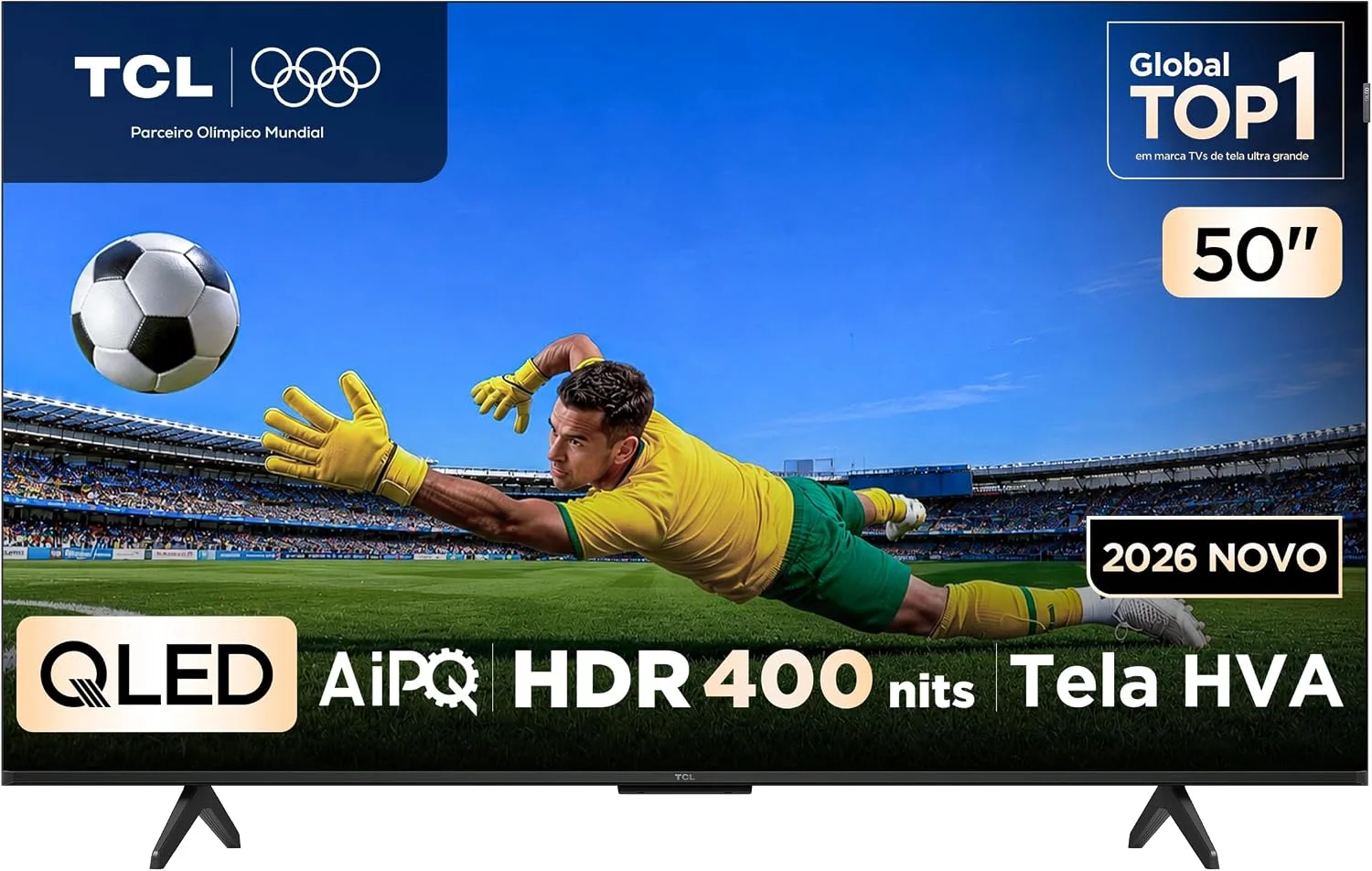 TCL ADVANCED 4K QLED TV 50", Google TV, Tela HVA, Design Slim, 120 Hz VRR, Processador AIPQ, Dolby Vision e HDR10+, 50P7L