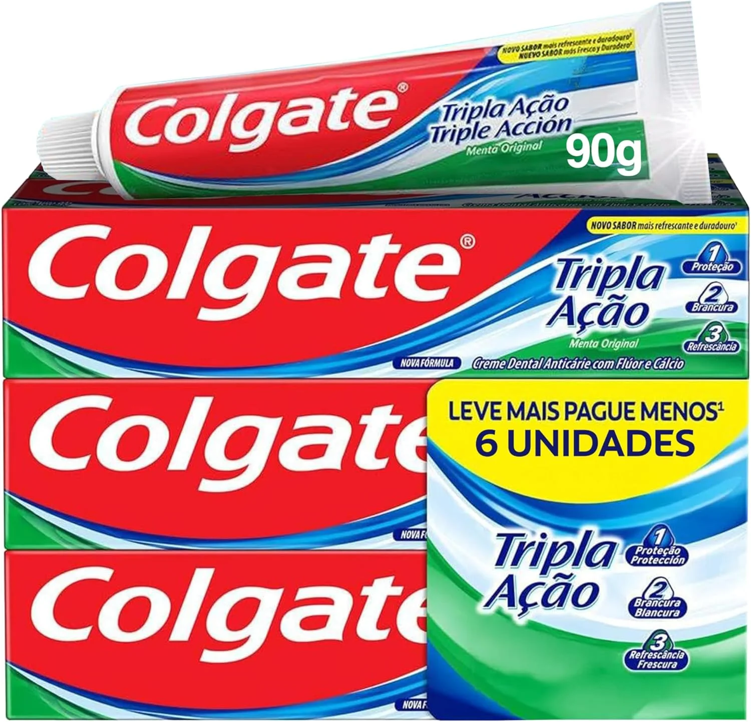 Creme Dental Colgate Tripla Ação Menta Original 90g 6 unidades