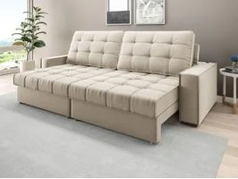 Sofá Divino 2,40m Mega Assento c/ Molas Ensacadas Veludo Cristal Netsofas
