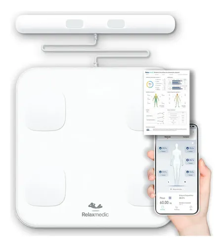 Balança De Bioimpedância Profissional 8 Sensores Digital App - Relaxmedic