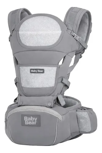 Bolsa Canguru Ergonômico Bebê Mãe Premium 12 Posições 4 Em 1 Baby Bear Cor Cinza