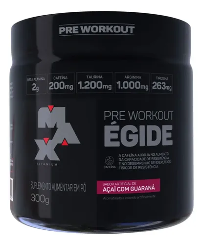 Pre Treino Égide Suplemento Em Pó 300g Max Titanium Sabor Açaí Com Guaraná Açaí/guaraná