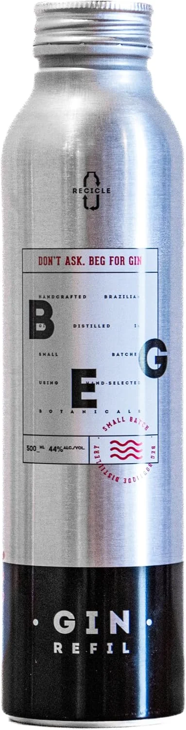 Gin BEG Brazilian Boutique Dry, 500ml, 44% Álcool, Estilo London Dry, Sabor Cítrico, 11 Botânicos