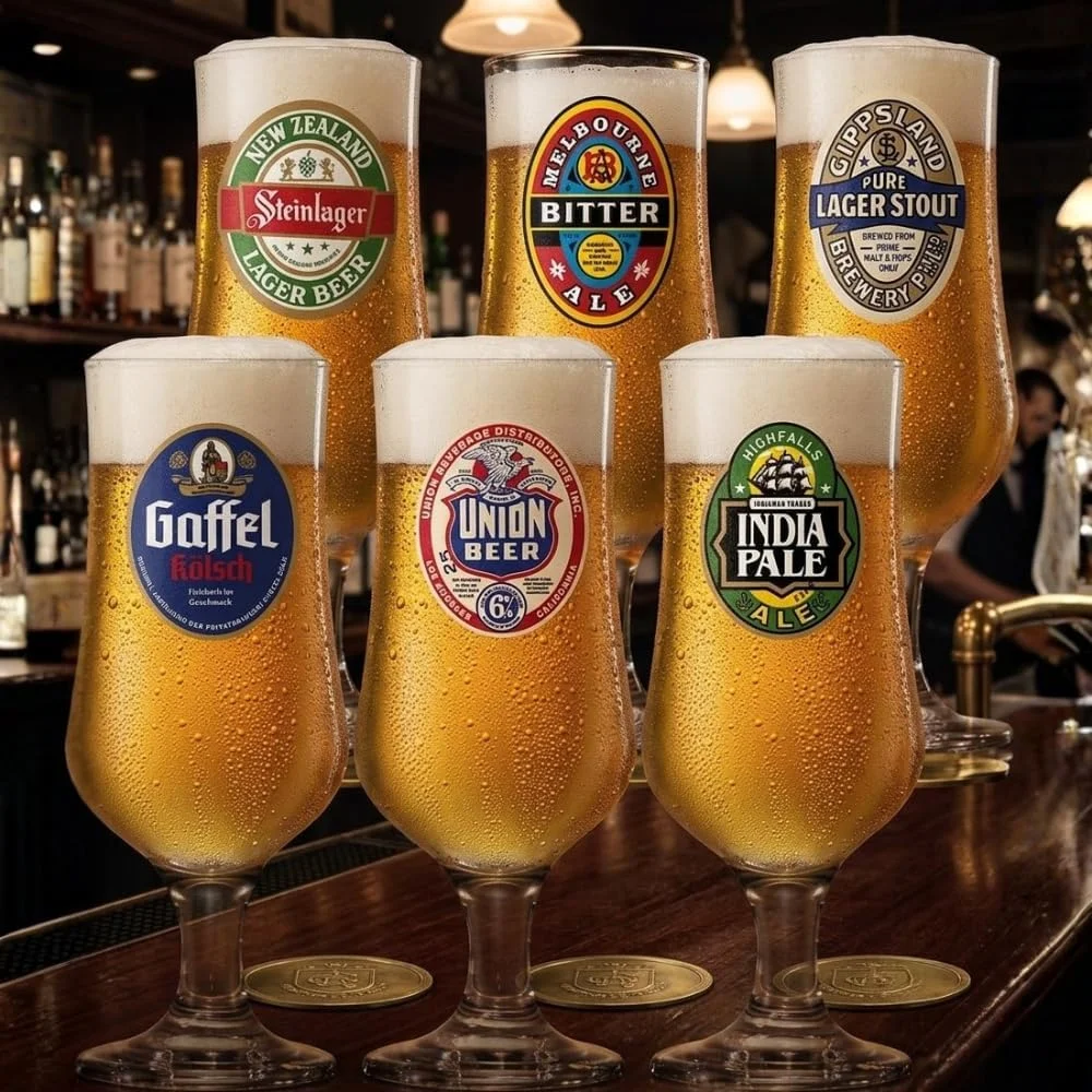 Ruvolo, Kit 6 Taça para Cerveja de Vidro Barcelona Logos, Kit Taças de Vidro Estampadas Cerveja Bar 370 ml