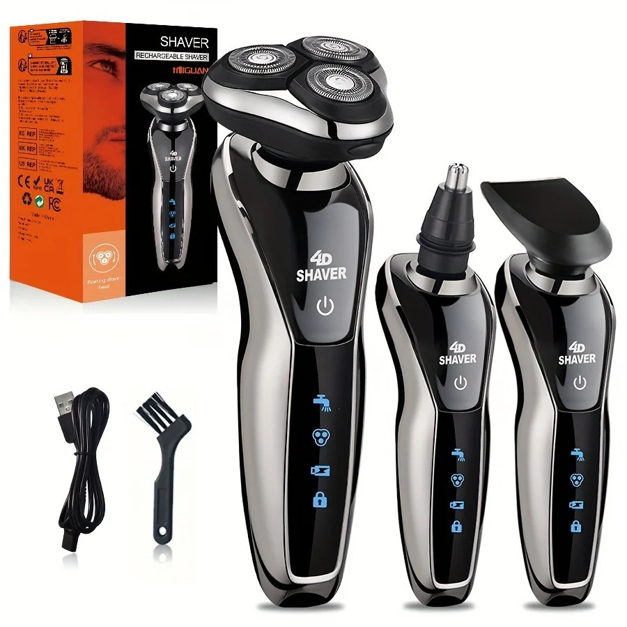Barbeador Elétrico Masculino , Aparador De Pêlos Do Nariz 3 Em 1 , Navalha Portátil Recarregável USB Com Lâmina Flutuant