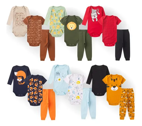 Kit 6 Peças Calça Body Bodie Blusa Nenem Bebe Feminino Rn