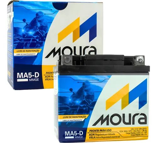Bateria Moura Ma5-d Para Moto Titan Fan Biz Bros Fazer Direito 12v