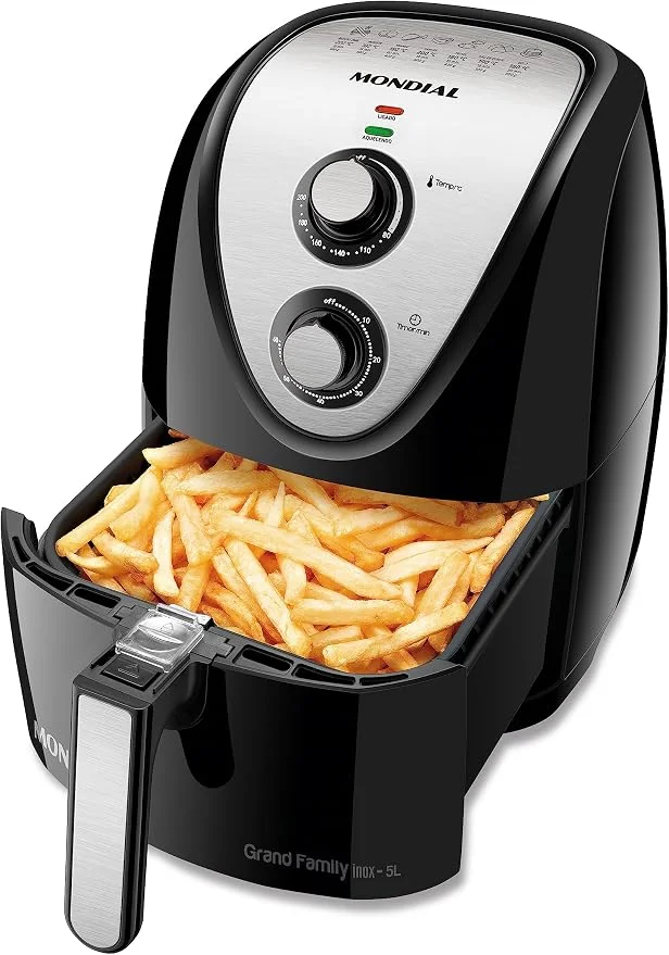 MONDIAL Fritadeira Sem Óleo Grand Family Inox - 5L, 220V, Preto, 1900W - AFN-50-BI