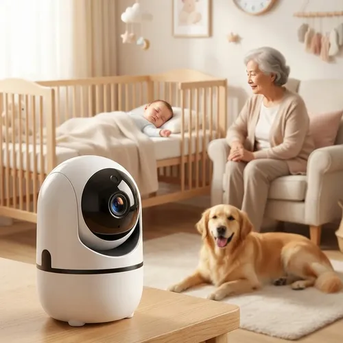 Câmera Wifi Babá Eletrônica Pet 360° Visão Noturna Segurança Branco