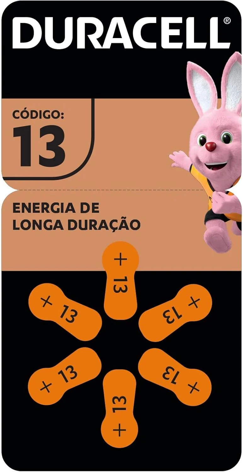 Duracell Pilhas Auditivas Nº 13 Pack 6 Unidades – Alta Performance para Aparelhos Auditivos
