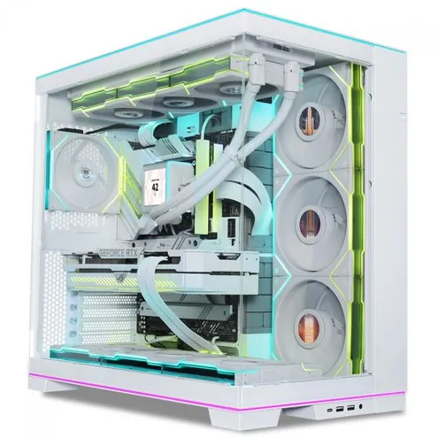 Gabinete Gamer Lian Li O11D EVO RGB Mid Tower Vidro Temperado E-ATX, Branco Sem Fonte Sem Fan O11DERGBW