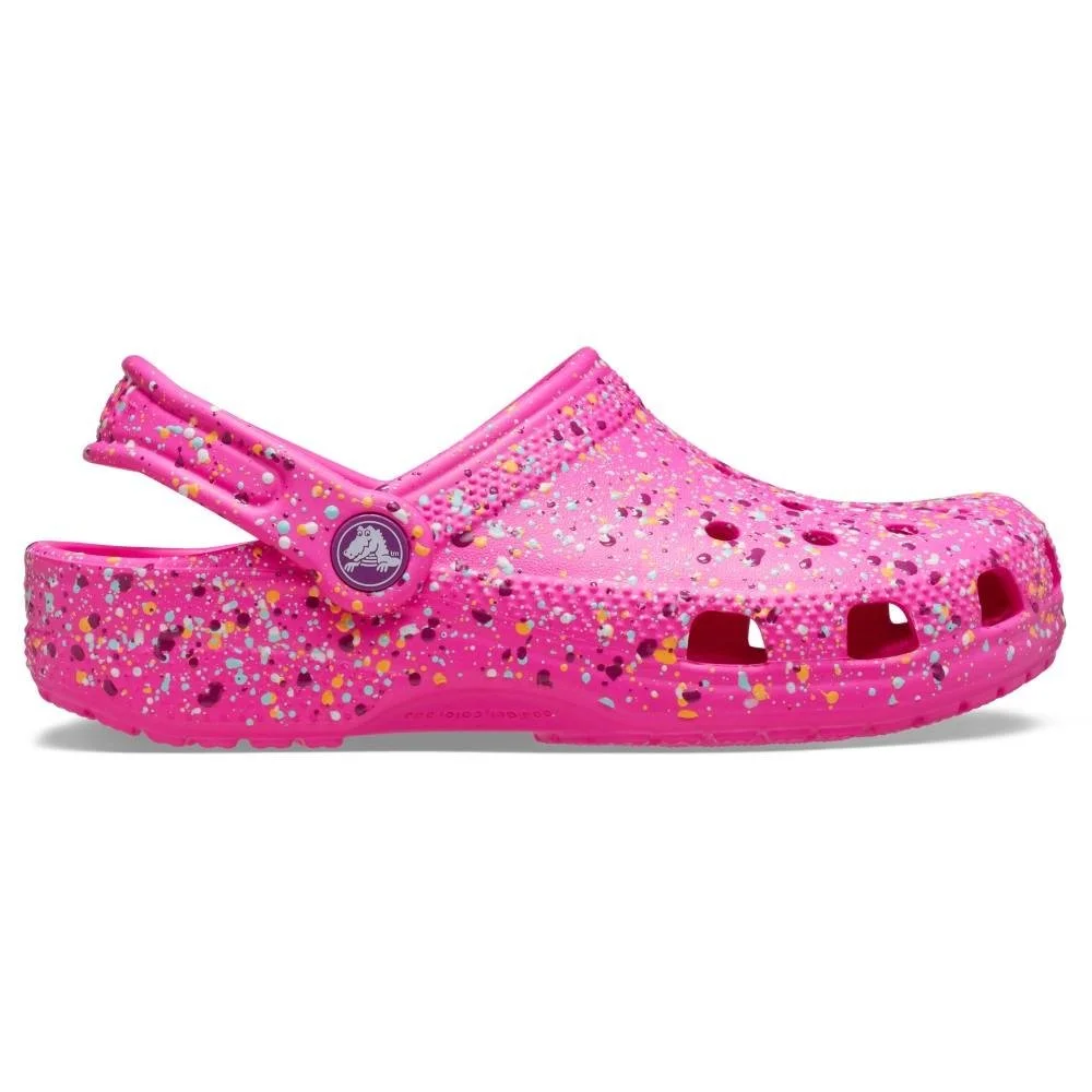Sandália Crocs Classic Paint Splatter Clog K PINK CRUSH/MULTI