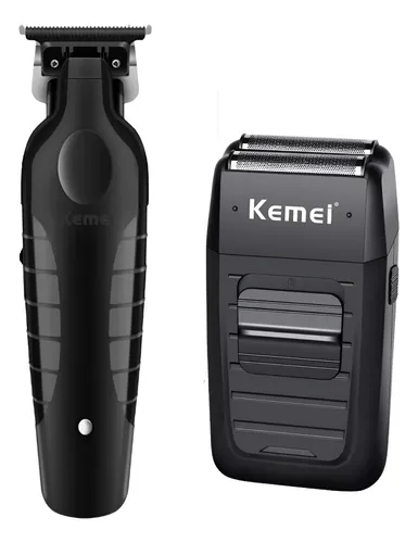 Kit Cortador De Cabelo E Barbeador Kemei 2299 1102 Sem Fio Recarregável Preto 5v