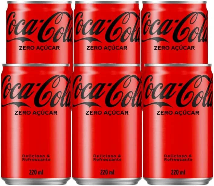 Pack de Coca-Cola sem açucar Lata 220mL 6 unidades