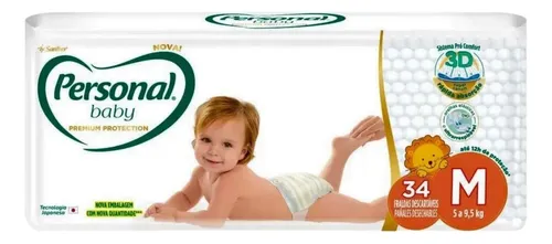 Pack 34 Fraldas Personal Baby Premium Protection M