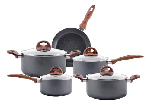 Jogo De Panelas Brinox Antiaderente Ceramic Indução 5 Peças Preto