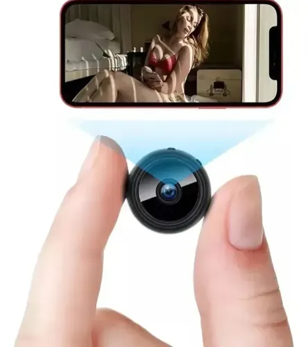 Mini Câmera Espiã HD 1080p Wi-Fi HIDVCAM com Visão Noturna Preta Vigilância Discreta