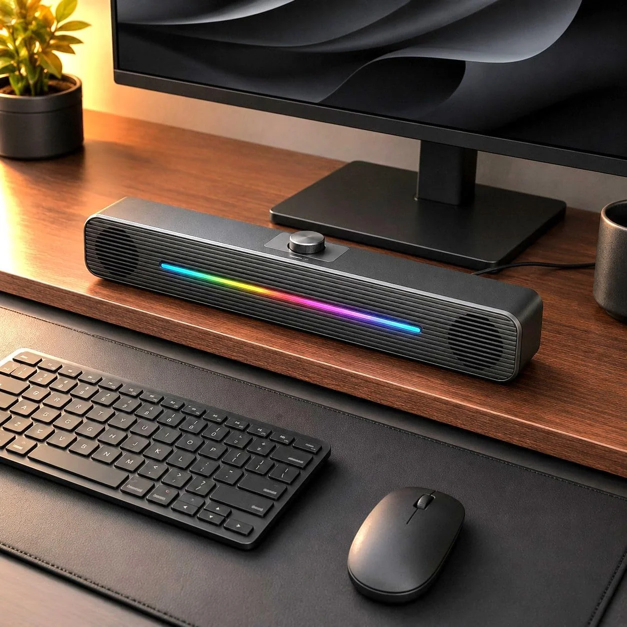 Caixa de Som Soundbar RGB para PC Notebook TV USB P2 Som Estéreo