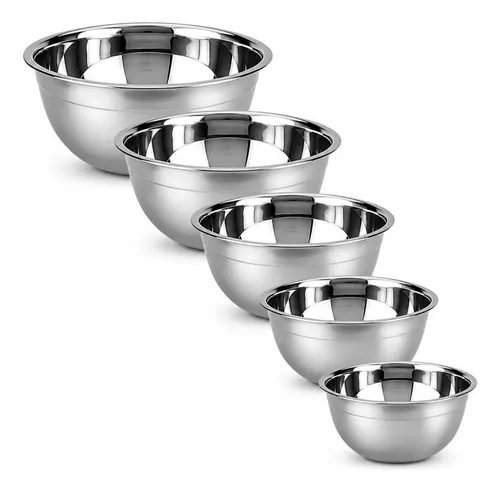 Kit 5 Tigelas Bowls Em Aço Inox Saladeira Alta Qualidade Inox
