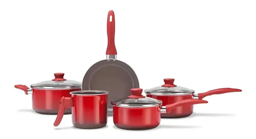 Conjunto De Panelas Ceramic Life Smart Brinox Vermelho 5 Pçs