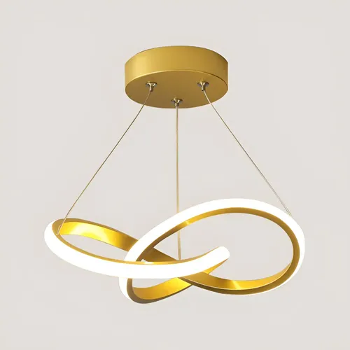 Lustre Pendente Moderna Led,luminaria Dourado Redondo Sala 127/220v Dourado