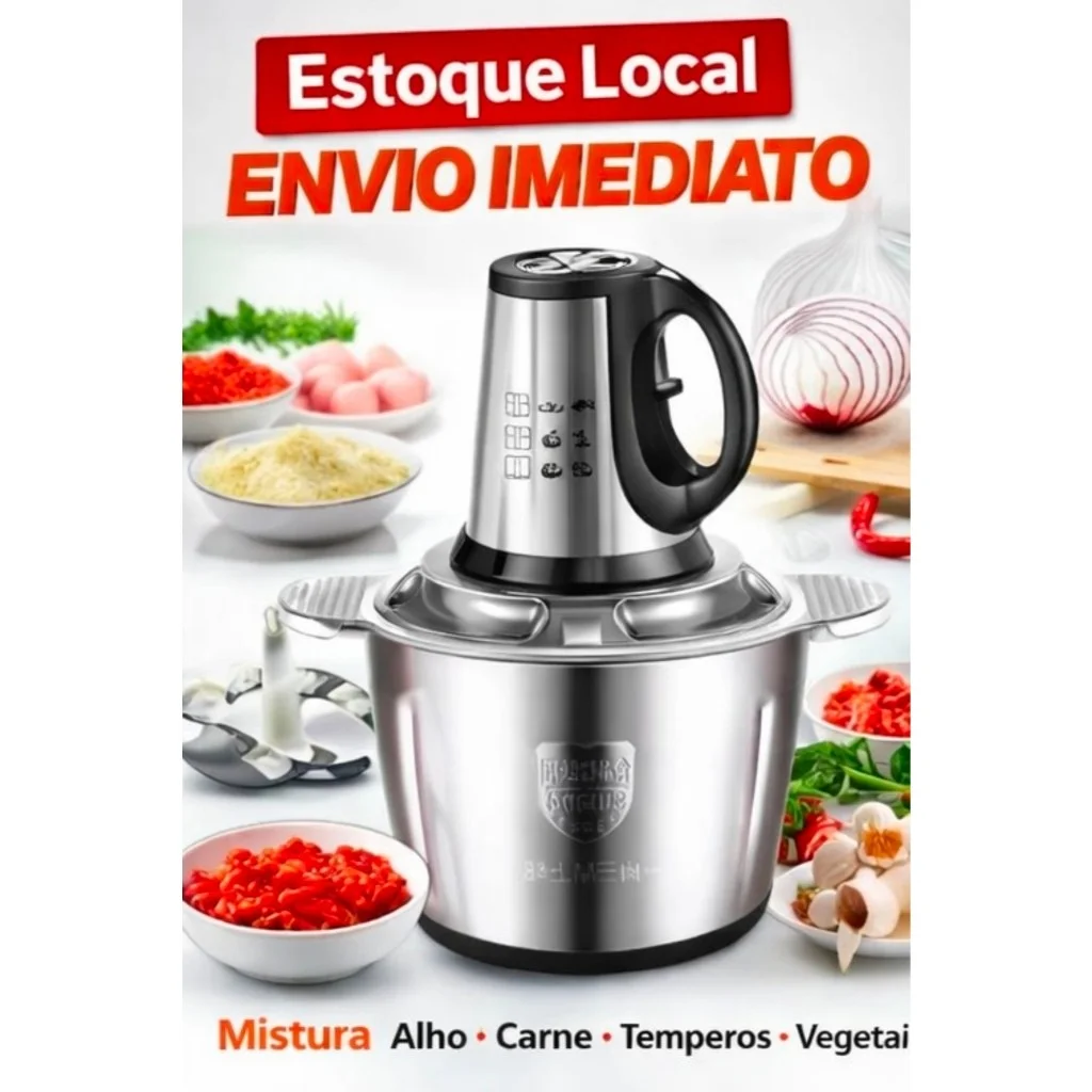 Picador De Alimentos Moedor De Carne Mixer Elétrica Processador Cozinha Casa Alho - 110v-220v