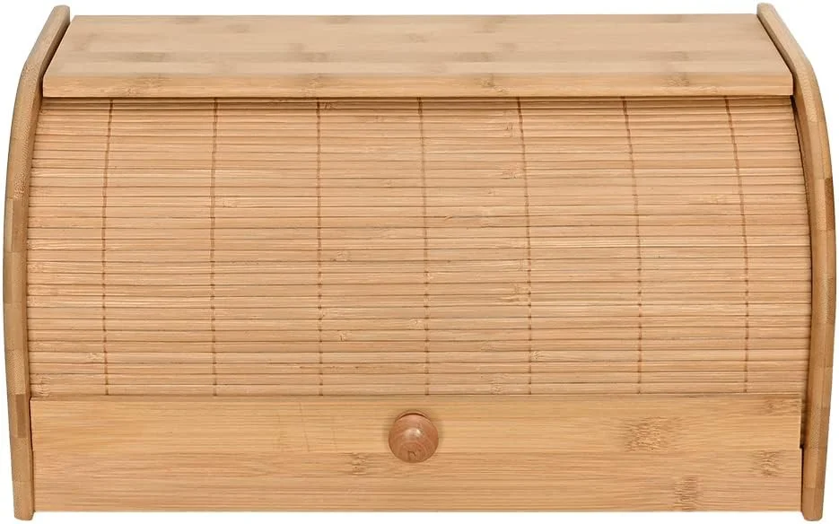 Mimo Style Porta Pães Com Tampa Retrátil, Feito Inteiramente de Bambu Ecokitchen. Perfeita Para Armazenar Pães, Bolachas e outras coisas. Resistente, Durável e 100% Ecológica