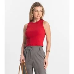 Regata Cropped Feminina Ribana Rovitex Vermelho