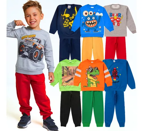 Kit 06 Peças Moletom Menino Infantil Inverno Atacado Barato