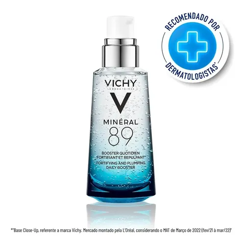 Sérum Facial Hidratante com Ácido Hialurônico e Minerais, Fortalece e Hidrata a Pele Textura Gel Absorção Rápida, Minéral 89 Vichy 50ml