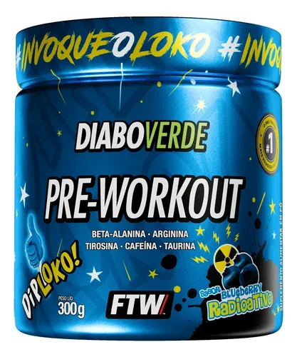 Suplemento Em Pó Pre Treino Dip Loko! Ftw - Diabo Verde Blueberry Radioativo