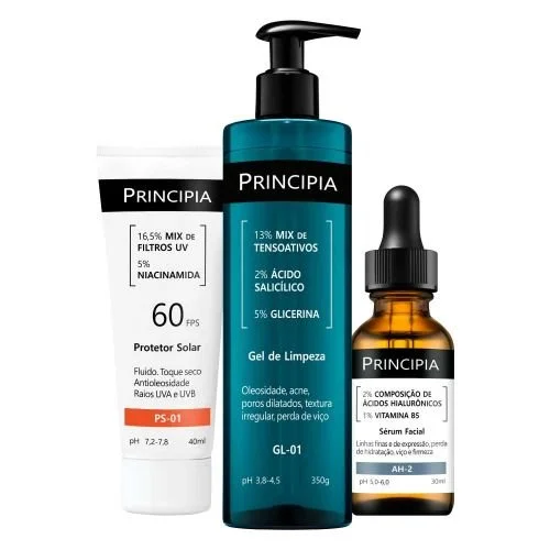 Kit Trio Limpeza, Hidratação e Proteção Solar GL + AH + PS