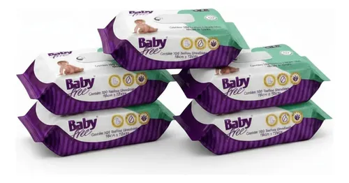 Lenços/toalhas Umedecidos Baby Free 500un 5 Pacotes