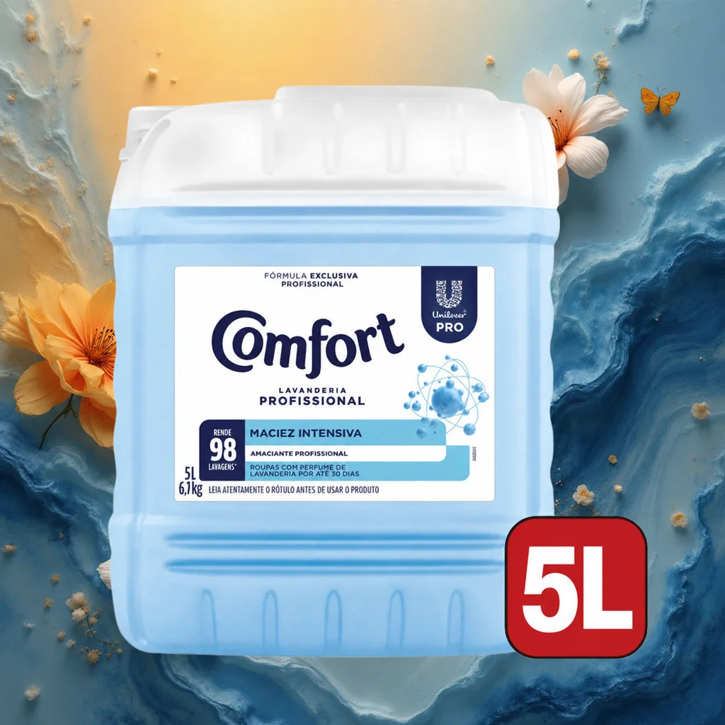 Amaciante Comfort Lavanderia Profissional Maciez Intensa 5L Longa Duração Alto Rendimento