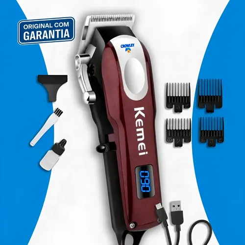 Máquina Profissional Para Cabelos - Sem Fio - Kemei Km-2606  Bordô 127/220v