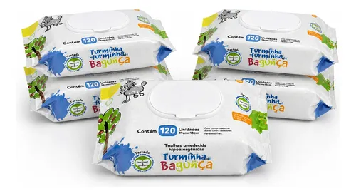 Kit 5 Pctes Toalhas Umedecidas Para Bebê Turminha 120 Folhas
