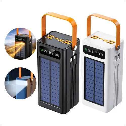 Carregador Portátil Power Bank Solar Turbo 50.000mah Rápido Preto