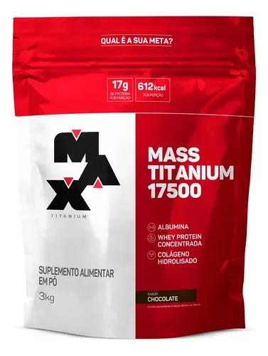 Hipercalórico Mass Titanium 17500 3kg - Max Titanium Sabor Chocolate