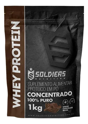 Whey Protein Concentrado 1kg Sabor Chocolate Belga Soldiers Nutrition Rico em Proteína Treino