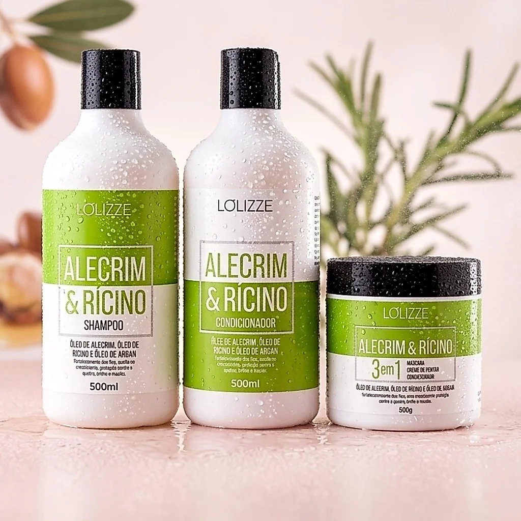 Kit Alecrim Antiqueda Shampoo, Condicionador e Máscara 500ml/Crescimento Capilar